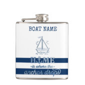 ボート航海の名、いかりシーネイビーブルーストライプの フラスク (正面)