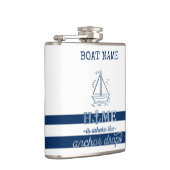 ボート航海の名、いかりシーネイビーブルーストライプの フラスク (右)