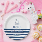 ボート航海の名、いかりシーネイビーブルーストライプの ペーパープレート (パーティー)