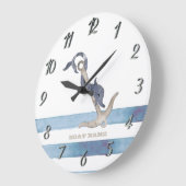 ボート航海の名，いかりドルフィンストライプズ ラージ壁時計 (傾斜)