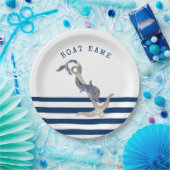 ボート航海の名、いかりドルフィンネイビーブルー ペーパープレート (パーティー)