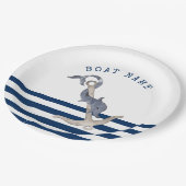 ボート航海の名、いかりドルフィンネイビーブルー ペーパープレート (アングル)