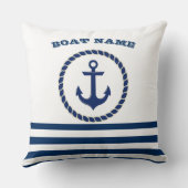 ボート航海の名、いかりネイビーブルーストライプの クッション (裏面)