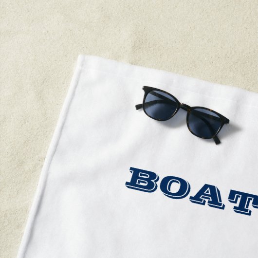 ボート航海の名、いかりネイビーブルーストライプの ビーチタオル (インサイチュ)