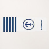 ボート航海の名、いかりネイビーブルーストライプの ヨガマット (裏面(横))