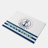 ボート航海の名、いかりネイビーブルーストライプズ ドアマット (アングル)