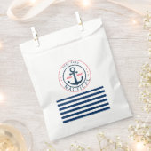 ボート航海の名、いかりネイビーブルーストライプズ フェイバーバッグ (クリップ留めされた状態)