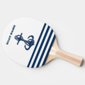 ボート航海の名、いかりネイビーブルーホワイトストライプズ 卓球ラケット (横)