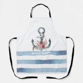 ボート航海の名、いかり花ストライプ類 エプロン (正面)