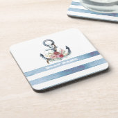 ボート航海の名、いかり花ストライプ類 コースター (左側)