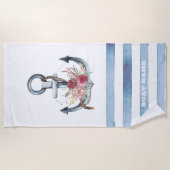 ボート航海の名、いかり花ストライプ類 ビーチタオル (正面)