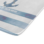 ボート航海の名、いかり、ロープ、ライトブルーのストライプ カッティングボード (角)
