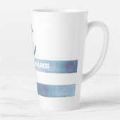 ボート航海の名、いかり、ロープ、ライトブルーのストライプ カフェラテマグ (右)