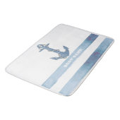 ボート航海の名、いかり、ロープ、ライトブルーのストライプ バスマット (アングル)