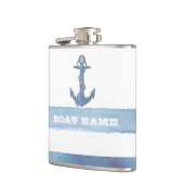 ボート航海の名、いかり、ロープ、ライトブルーのストライプ フラスク (左)