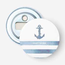 ボート航海の名、いかり、ロープ、ライトブルーのストライプ 栓抜き