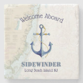 ボート航海の名⚓ニュージャージーに乗る歓迎 ストーンコースター (正面)