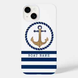 ボート航海の名、レトロいかりネイビーブルー Case-Mate iPhone 14ケース