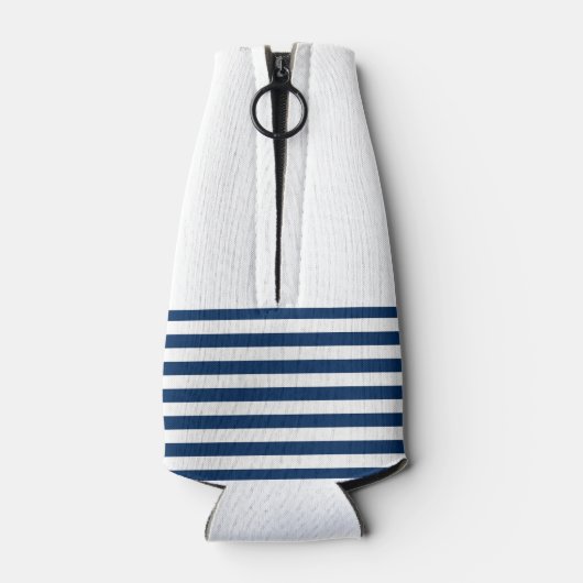 ボート航海の名、金ゴールドいかりネイビーブルーストライプの ボトルクーラー (裏面)