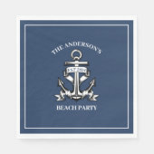ボート航海の船いかりビーチ誕生日パーティー スタンダードランチョンナプキン (正面)