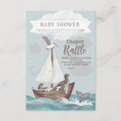 ボート航海の赤ちゃんシャワーおむつラッフル エンクロージャーカード (正面)