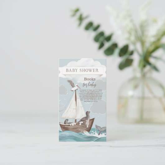 ボート航海の赤ちゃんシャワーベビー本 エンクロージャーカード (スタンド正面)