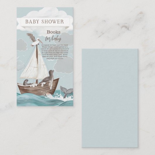 ボート航海の赤ちゃんシャワーベビー本 エンクロージャーカード (正面/裏面)