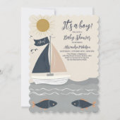 ボート航海の赤ちゃんシャワー 招待状 (正面)