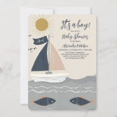 ボート航海の赤ちゃんシャワー 招待状 (正面)