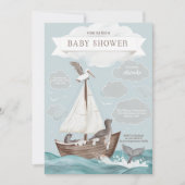 ボート航海の赤ちゃんシャワー 招待状 (正面)