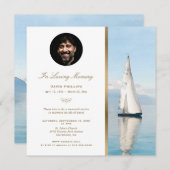 ボート航海の金ゴールドメモリアルサービス写真 招待状 (正面/裏面)