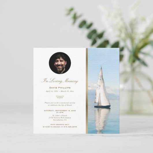 ボート航海の金ゴールドメモリアルサービス写真 招待状 (スタンド正面)