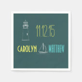 ボート航海の | ライトハウスブルー結婚ズナプキンス スタンダードカクテルナプキン (正面)