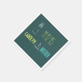 ボート航海の | ライトハウスブルー結婚ズナプキンス スタンダードカクテルナプキン (角)