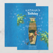 ボート アニメ 夏の冒険 青い水 招待状 (正面/裏面)