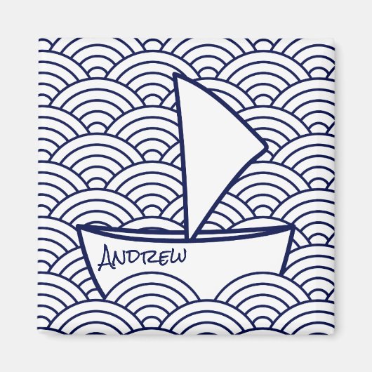 ボート・オン・ウェーブスクエアマグネット マグネット (正面)