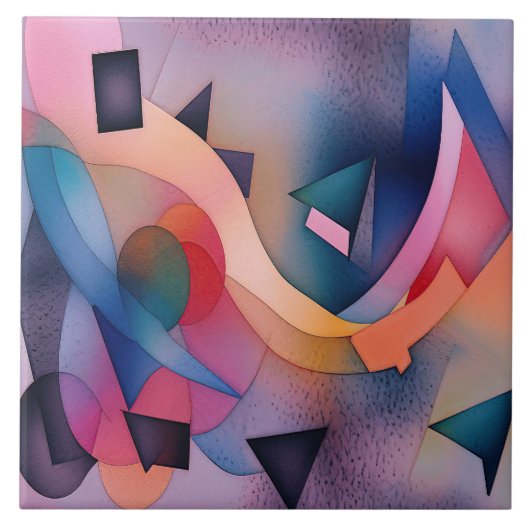 「ボート・オン・ウォーター」コンテンポラリー抽象芸術・アート タイル (正面)