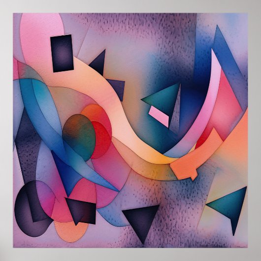 「ボート・オン・ウォーター」コンテンポラリー抽象芸術・アート ポスター (正面)