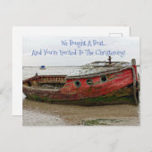ボート《キリスト教》洗礼式や命名式招待状 ポストカード (正面/裏面)