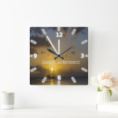 ボート、サンセット、海 スクエア壁時計 (ホーム)