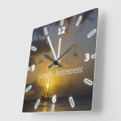 ボート、サンセット、海 スクエア壁時計 (傾斜)