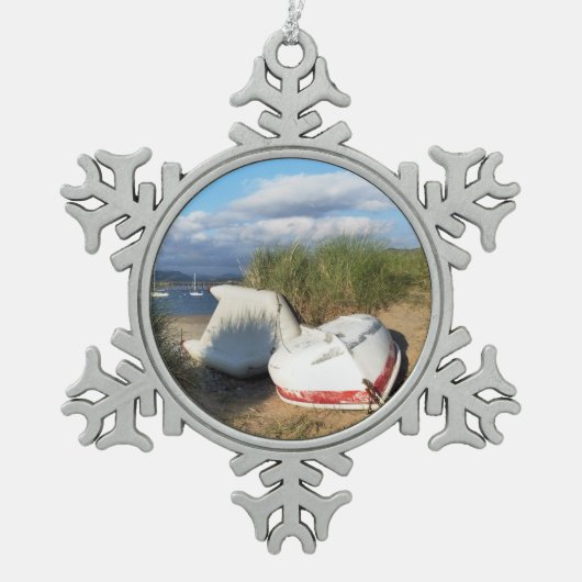 ボート スノーフレークピューターオーナメント (正面)