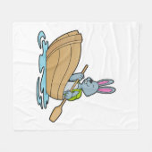 ボート&パドル付きウサギ フリースブランケット (正面(横))