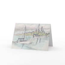 「ボート/フィジー」水彩スケッチグリーティングカード