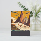 ボート&飛行機ヴィンテージ旅行はがき ポストカード (スタンド正面)