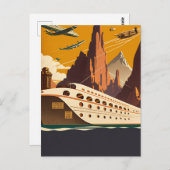 ボート&飛行機ヴィンテージ旅行はがき ポストカード (正面/裏面)