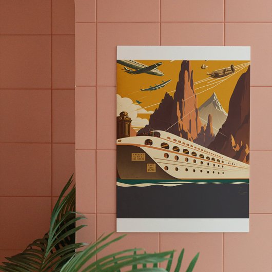 ボート&飛行機ヴィンテージ旅行アートポスター ポスター