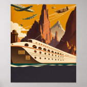 ボート&飛行機ヴィンテージ旅行アートポスター ポスター (正面)