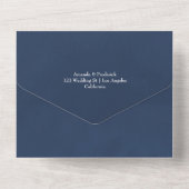 ボードとネイビーの水色のフローラ結婚ズ オールインワン招待状 (裏面)