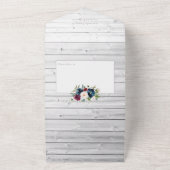 ボードとネイビーの水色フローラ オールインワン招待状 (外側)